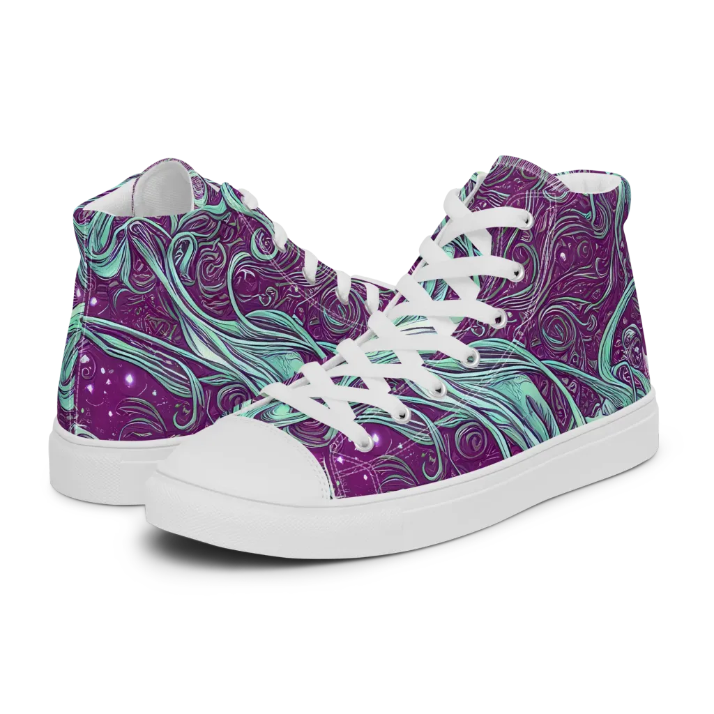 Temple Swirls on Women's High Top Canvas Shoes — Left