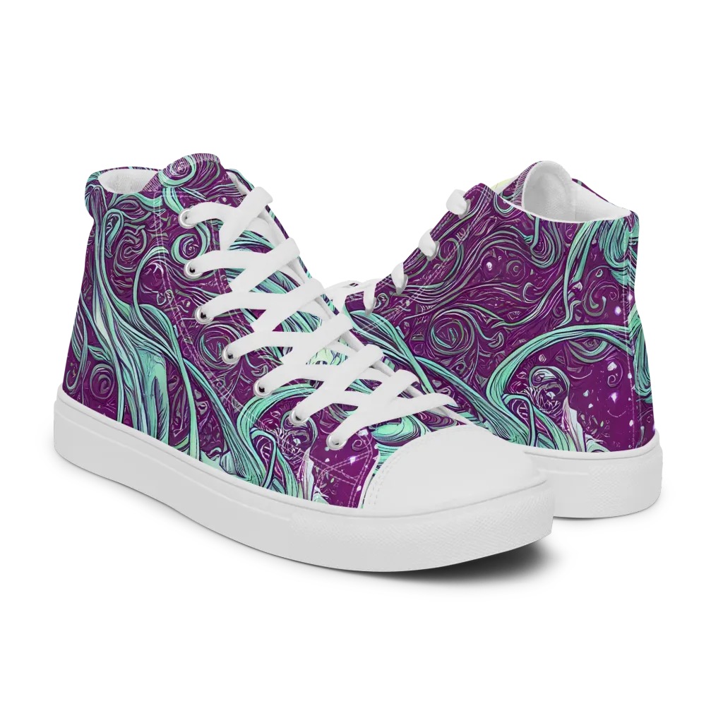 Temple Swirls on Women's High Top Canvas Shoes — Right