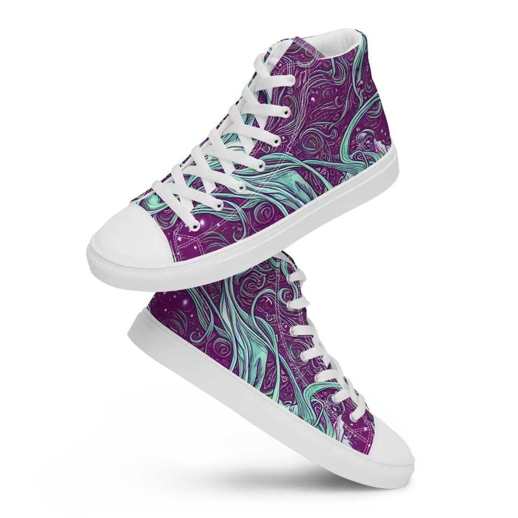 Temple Swirls on Women's High Top Canvas Shoes — Front