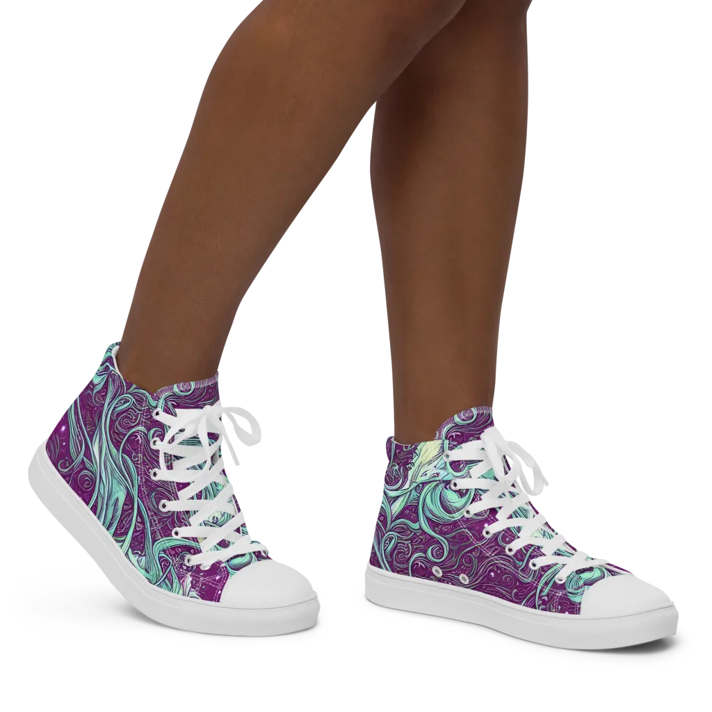 Temple Swirls on Women's High Top Canvas Shoes — Right