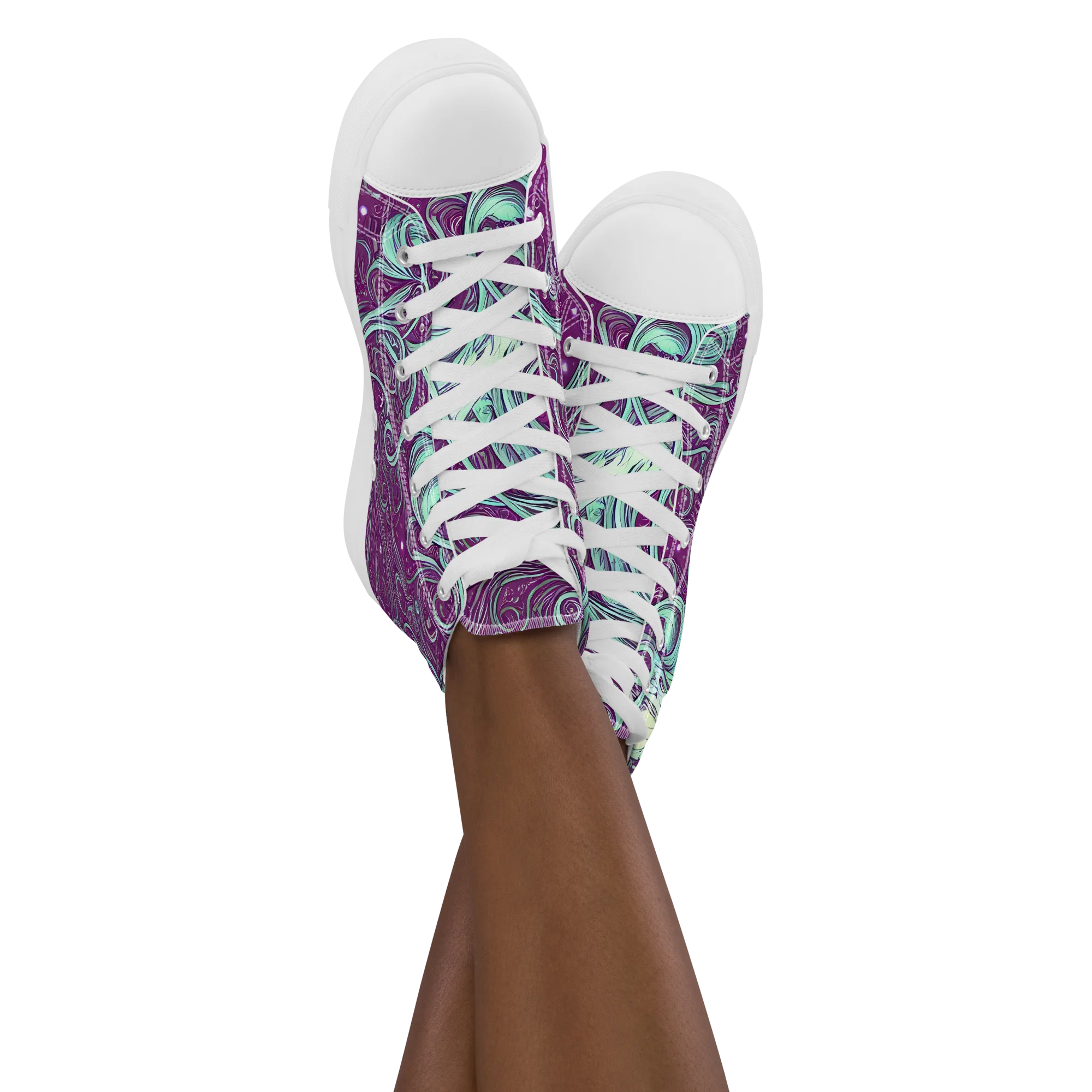 Temple Swirls on Women's High Top Canvas Shoes — Front