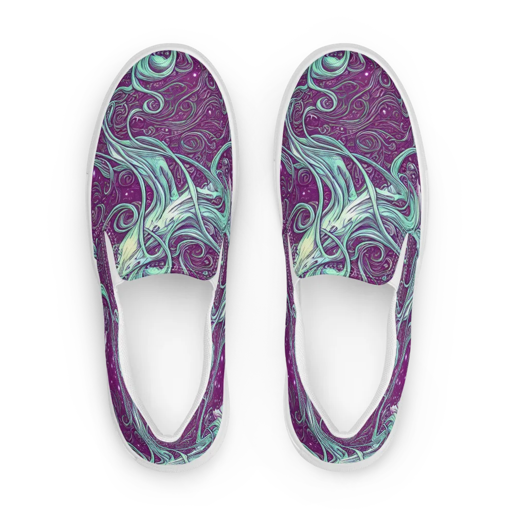 Temple Swirls on Men's Slip-On Canvas Shoes — Front