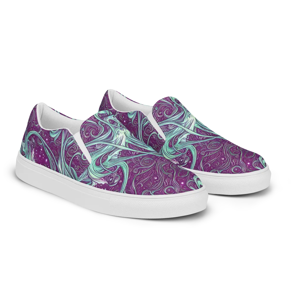 Temple Swirls on Men's Slip-On Canvas Shoes — Right Front