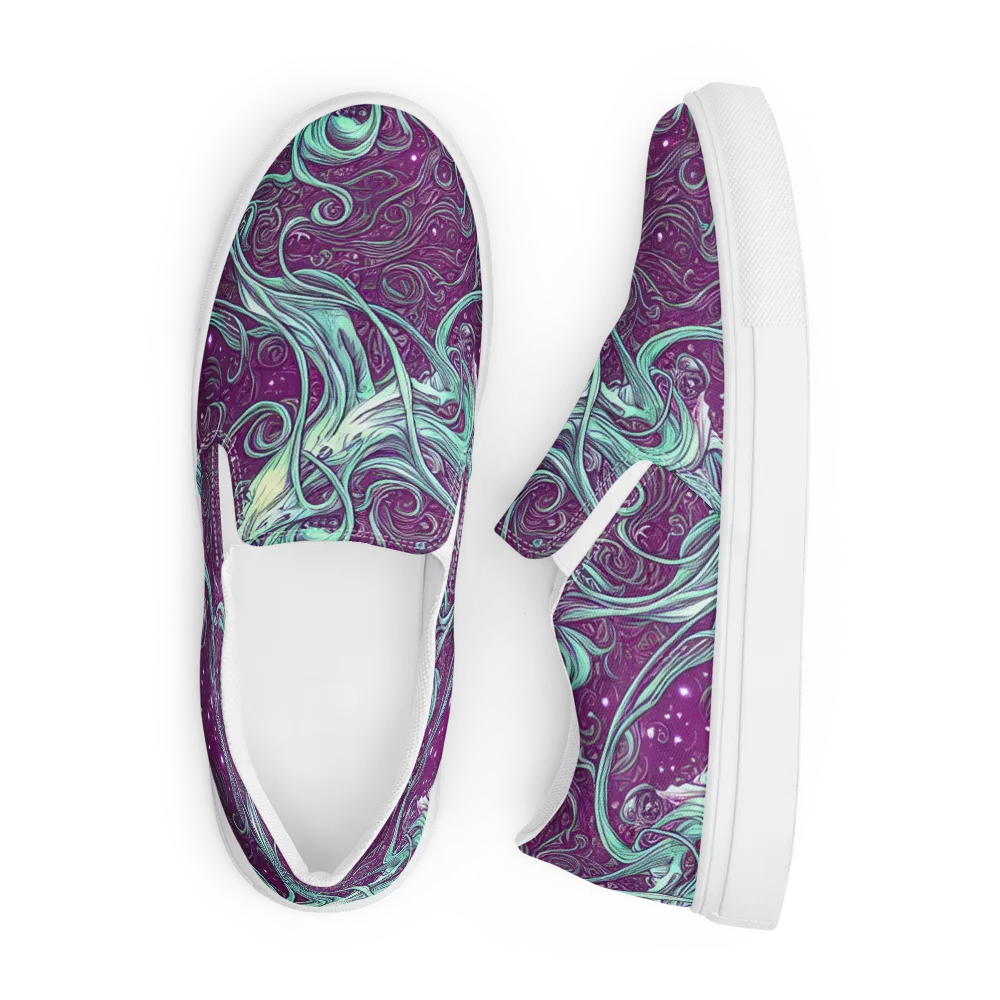 Temple Swirls on Men's Slip-On Canvas Shoes — Front