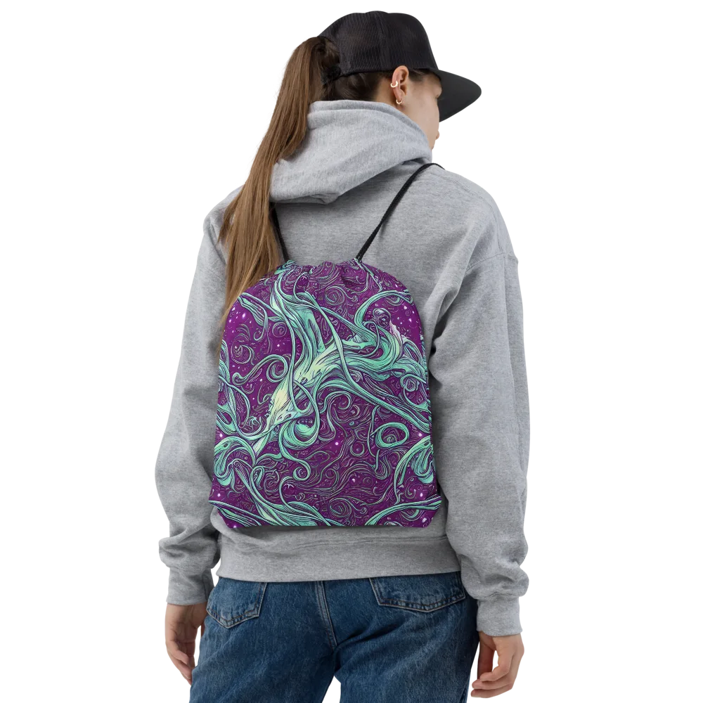 Temple Swirls on Drawstring Bag — Front