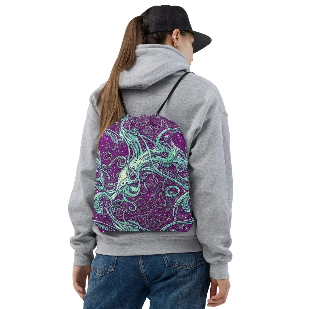 Temple Swirls on Drawstring Bag — Front
