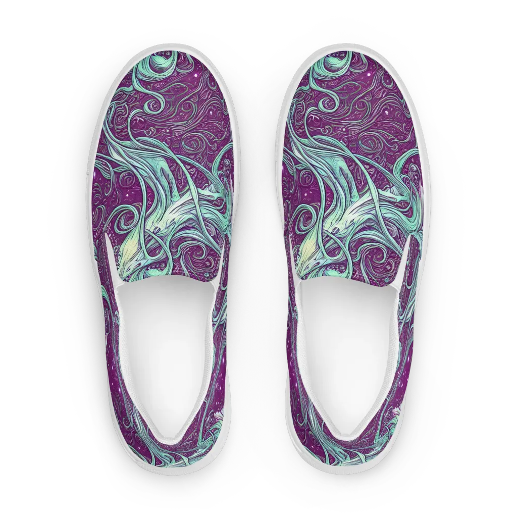 Temple Swirls on Women's Slip-On Canvas Shoes — Front