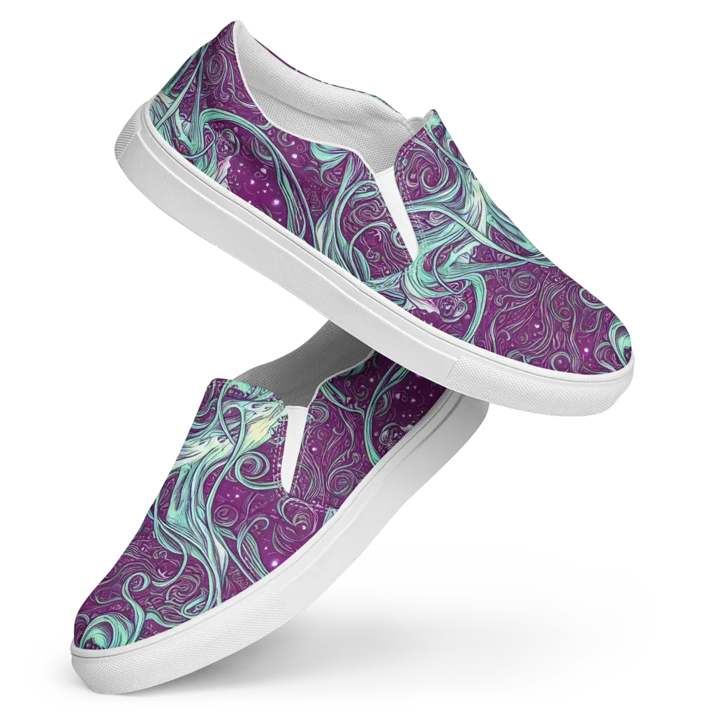 Temple Swirls on Women's Slip-On Canvas Shoes — Front