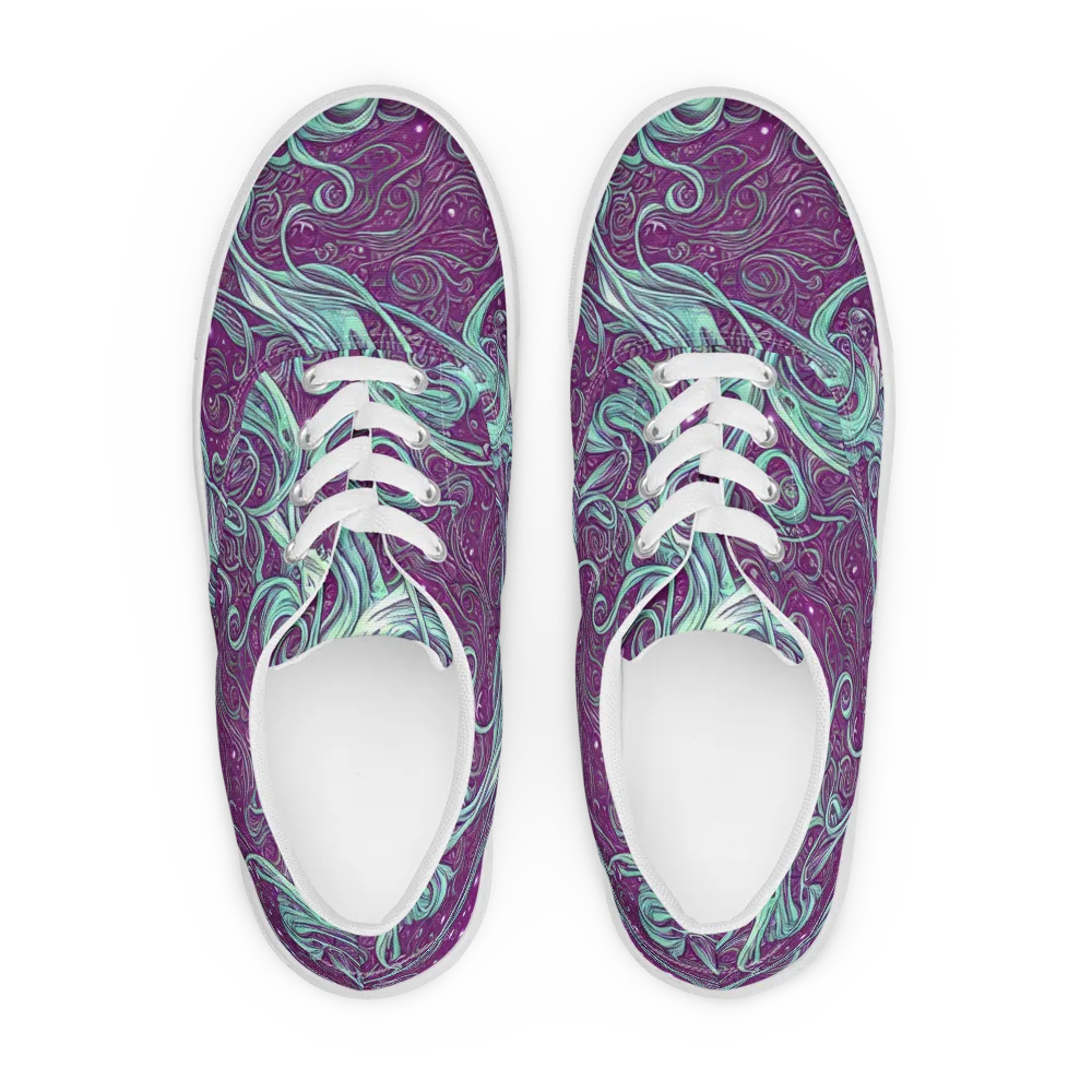 Temple Swirls on Men's Lace-Up Canvas Shoes — Front