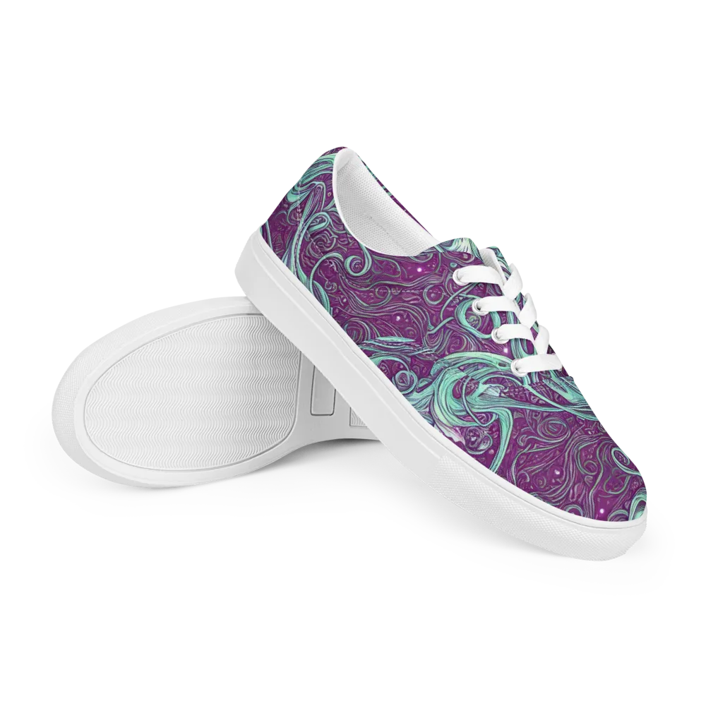 Temple Swirls on Men's Lace-Up Canvas Shoes — Right Front