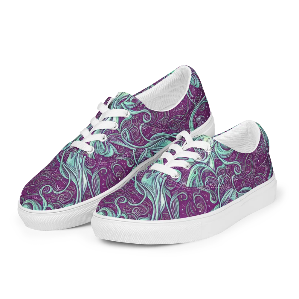 Temple Swirls on Men's Lace-Up Canvas Shoes — Left Front