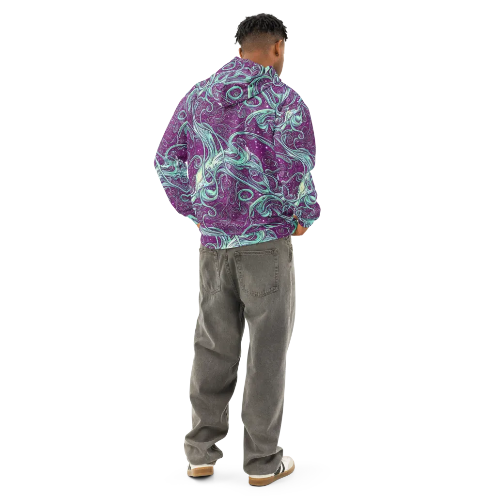 Temple Swirls on Cotton Hoodie — Back