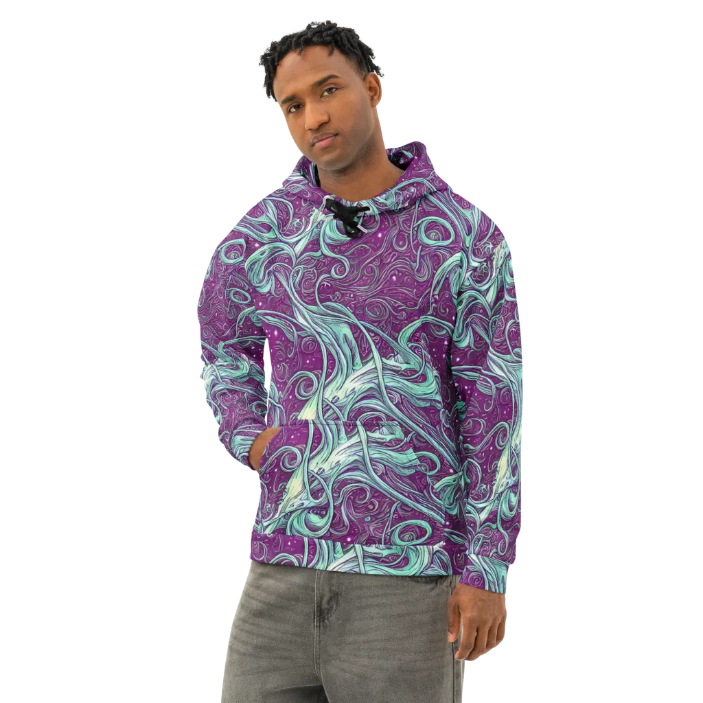 Temple Swirls on Cotton Hoodie — Left Front