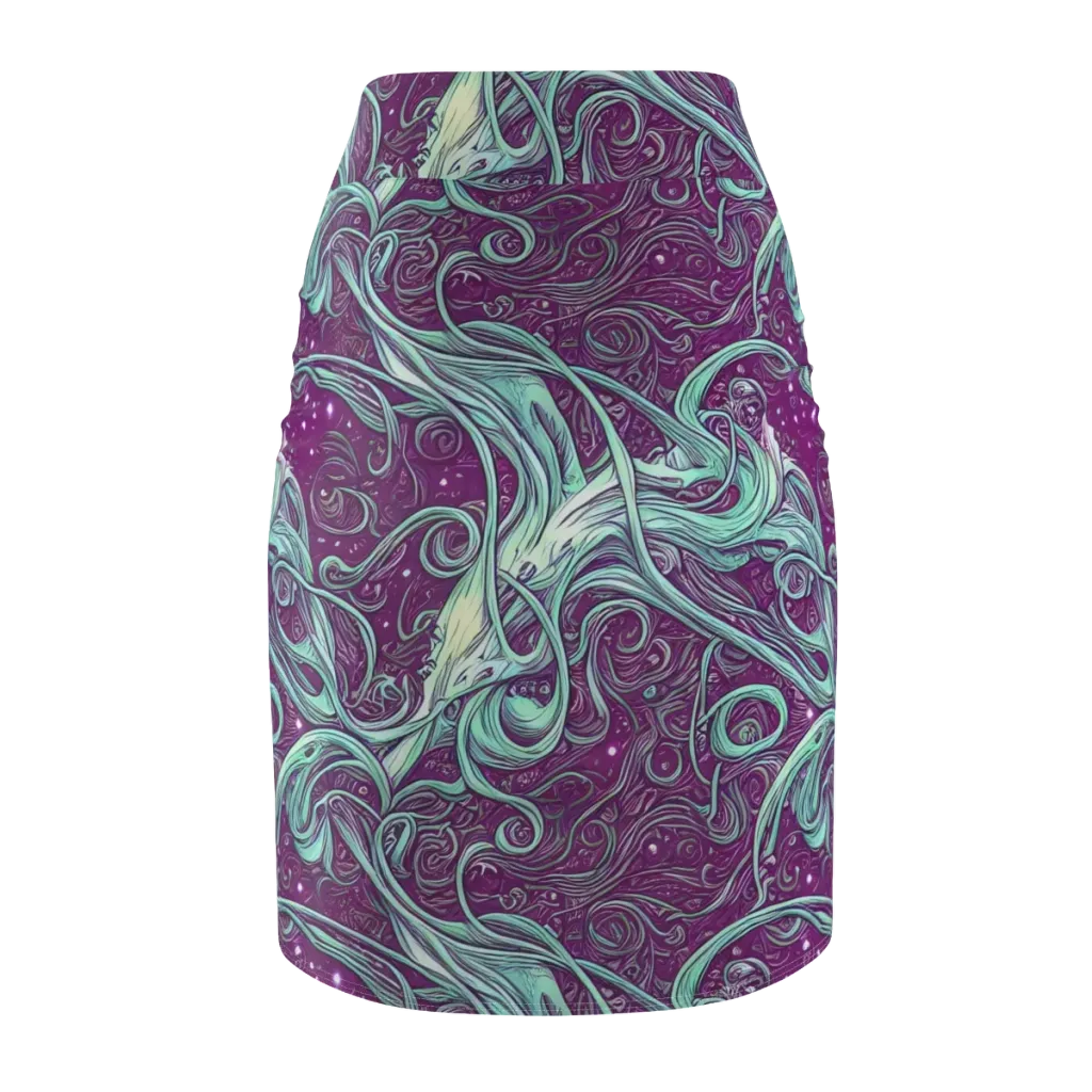 Temple Swirls on Pencil Skirt — Back