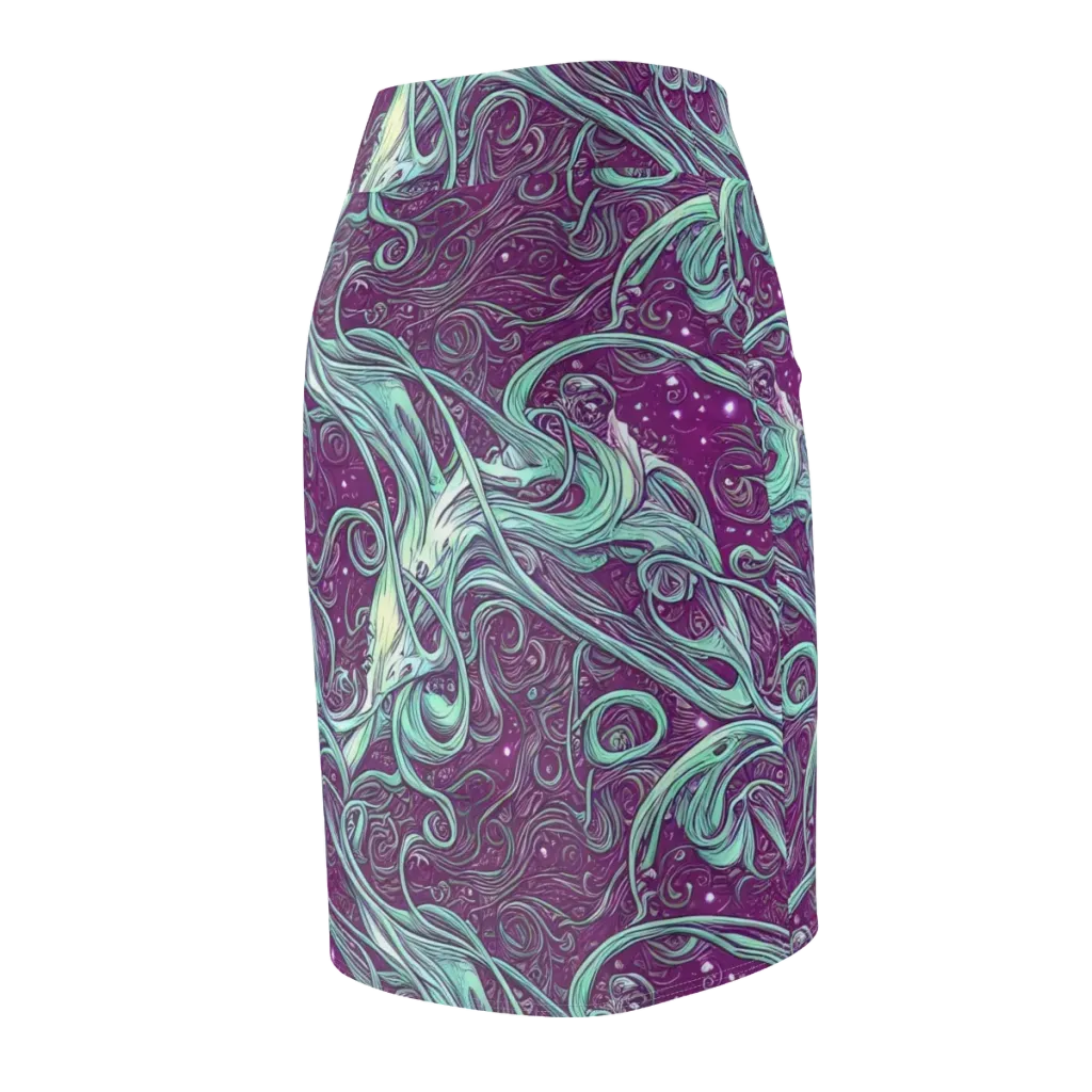 Temple Swirls on Pencil Skirt — Back Side