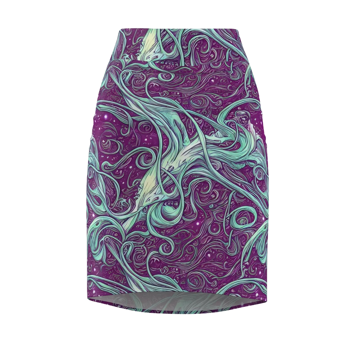 Temple Swirls on Pencil Skirt — Front