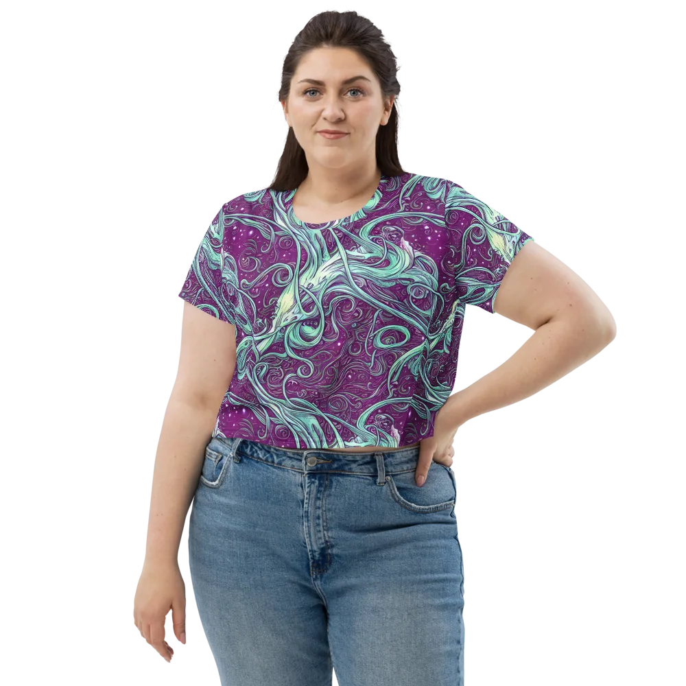 Temple Swirls on Crop Tee — Front