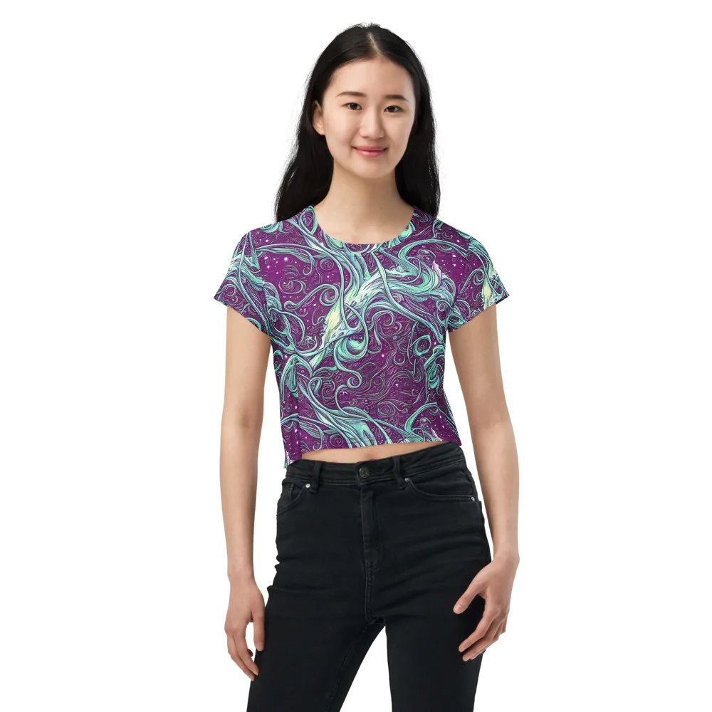 Temple Swirls on Crop Tee — Front