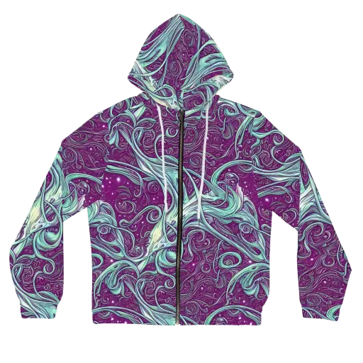 Temple Swirls on a Women's Full-Zip Hoodie