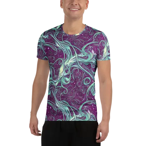 Temple Swirls on a Men's Athletic T-Shirt