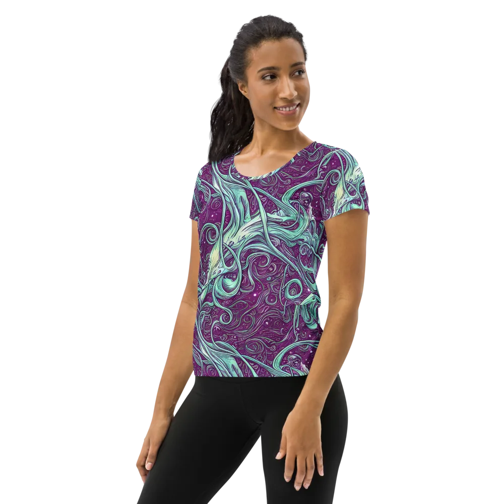 Temple Swirls on Women's Athletic T-Shirt — Left