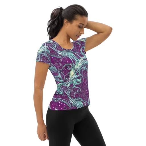 Temple Swirls on a Women's Athletic T-Shirt