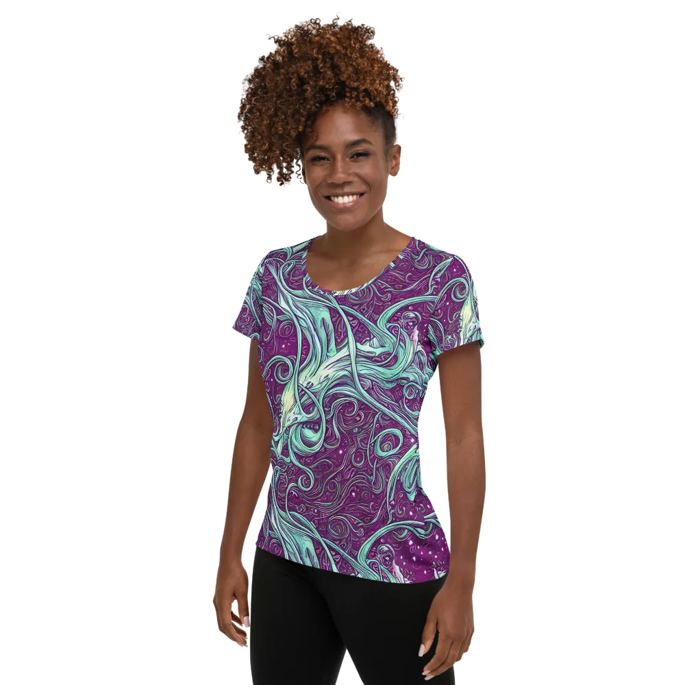 Temple Swirls on Women's Athletic T-Shirt — Left