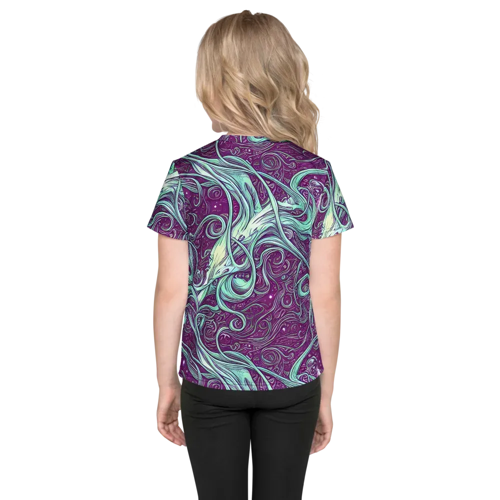 Temple Swirls on Kids Crew Neck T-Shirt — Back