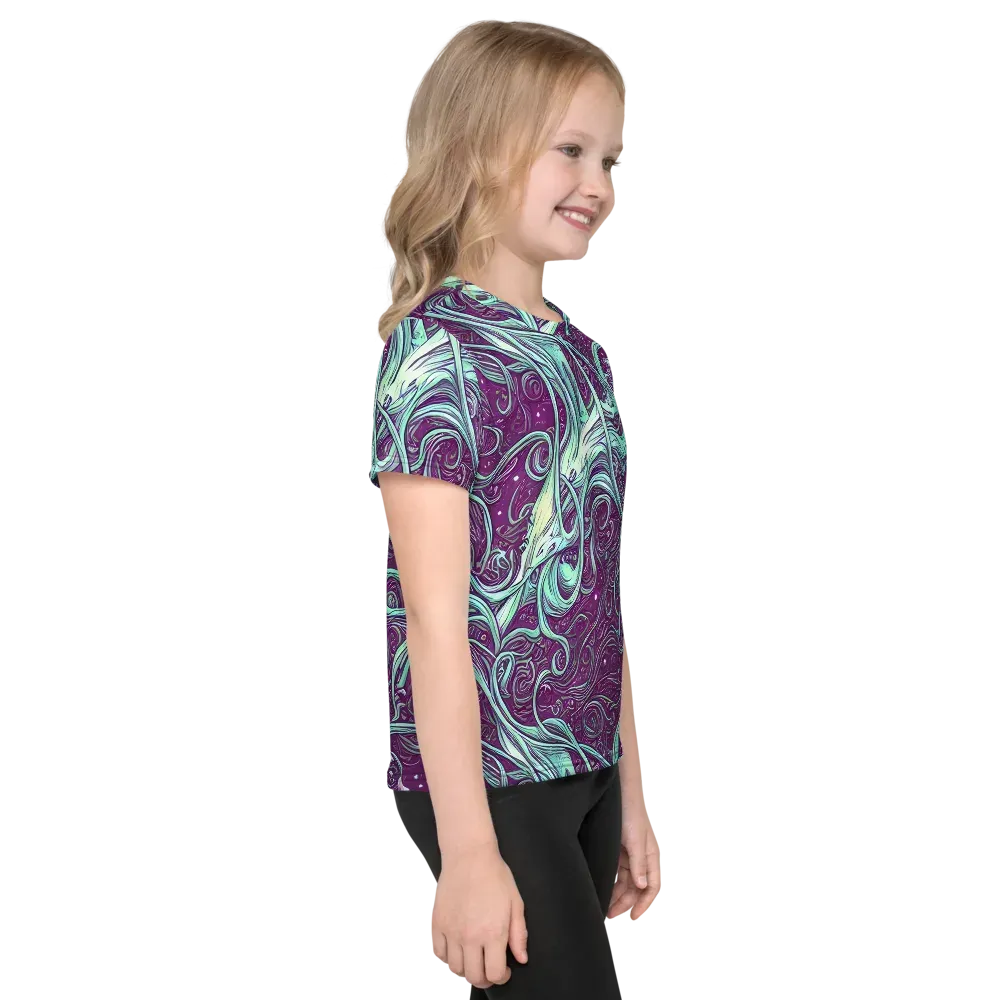 Temple Swirls on Kids Crew Neck T-Shirt — Right