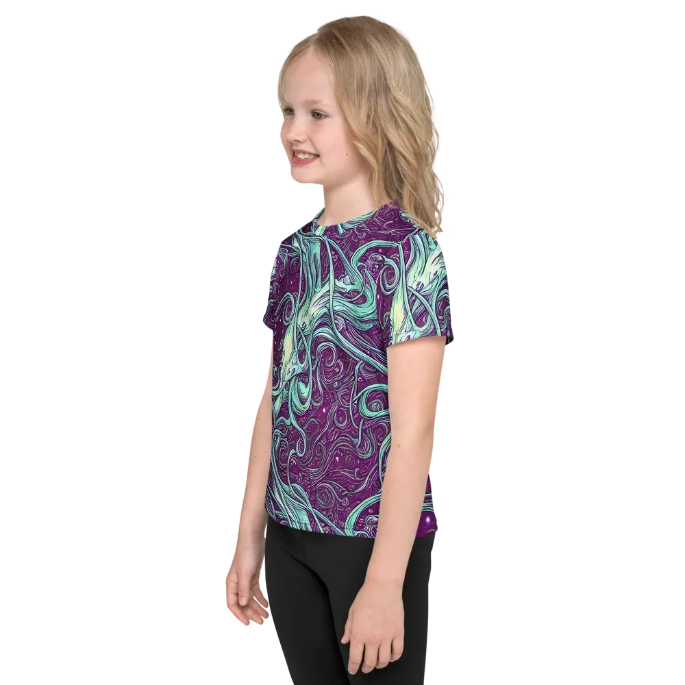 Temple Swirls on Kids Crew Neck T-Shirt — Left