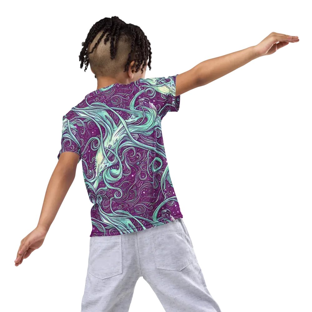 Temple Swirls on Kids Crew Neck T-Shirt — Back