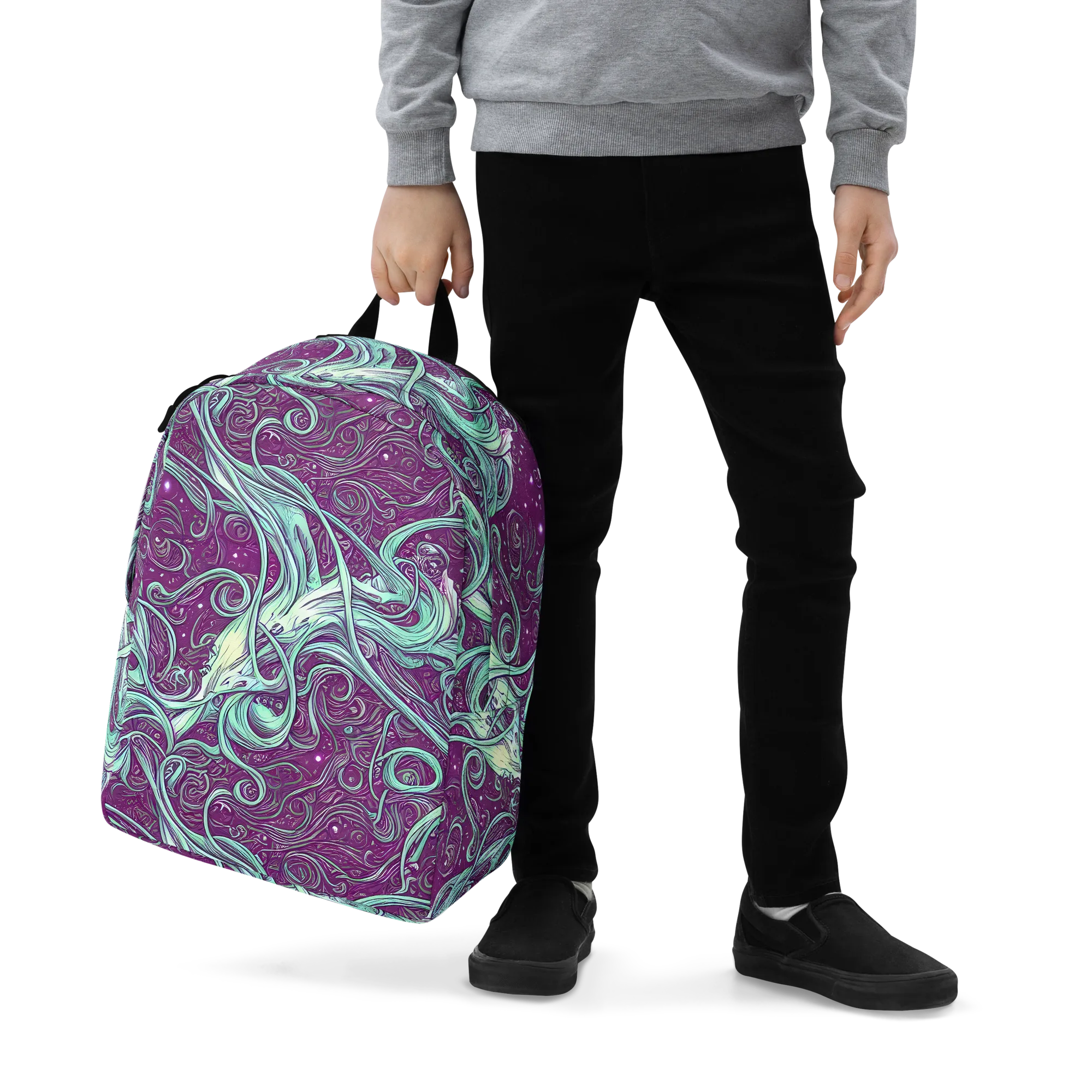 Temple Swirls on Minimalist Backpack — Zoomed-in