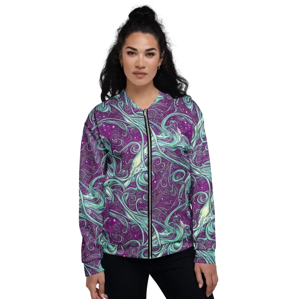 Temple Swirls on Bomber Jacket — Front