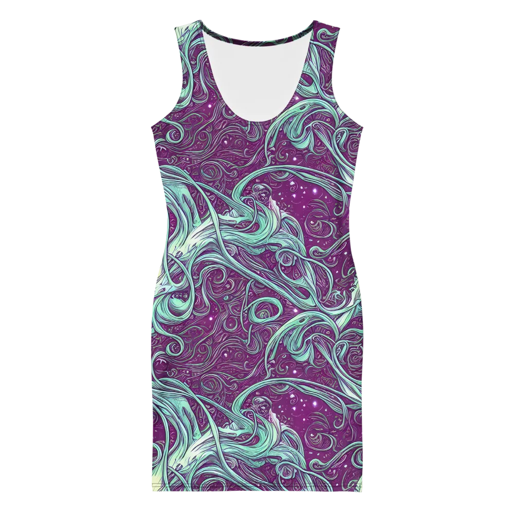 Temple Swirls on Bodycon Dress — Front