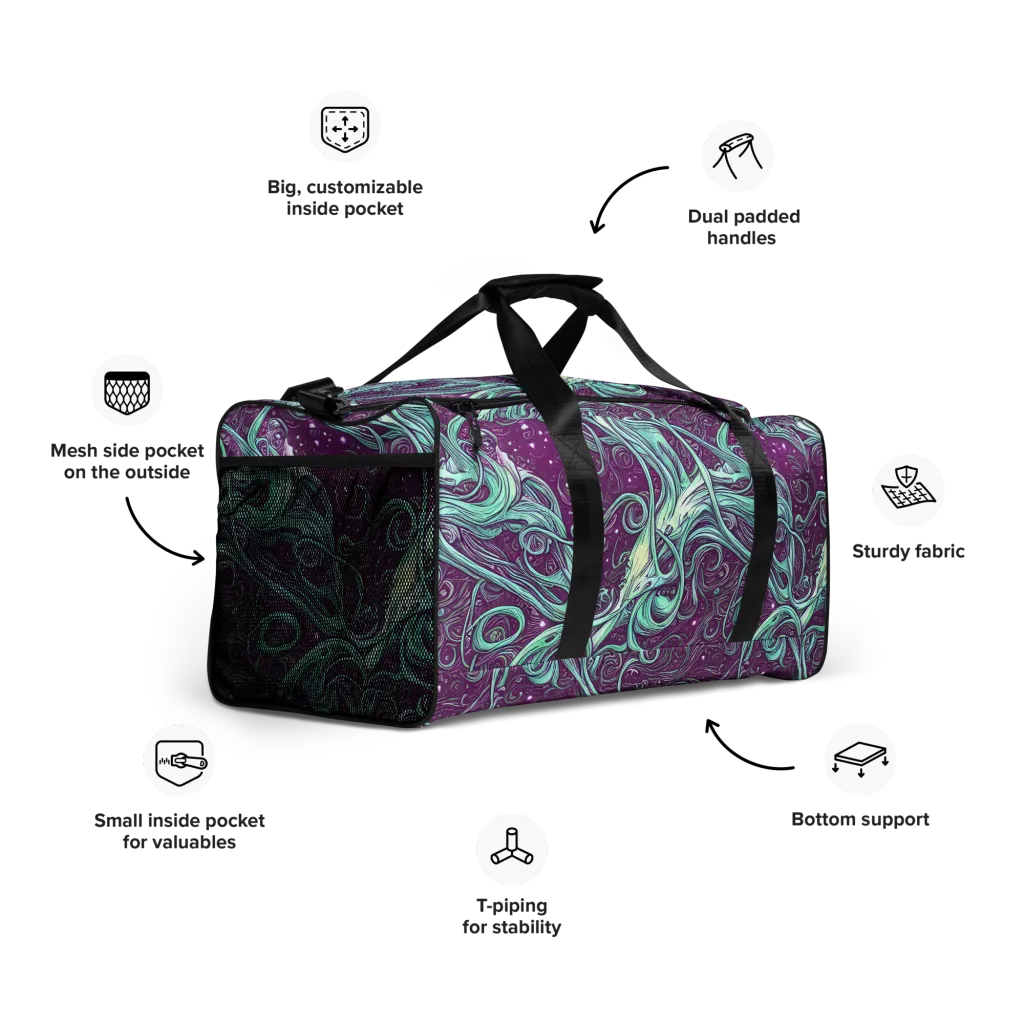 Temple Swirls on Duffle Bag — Right Front