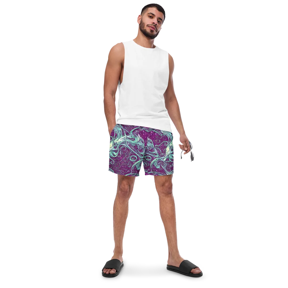 Temple Swirls on Swim Trunks — Front
