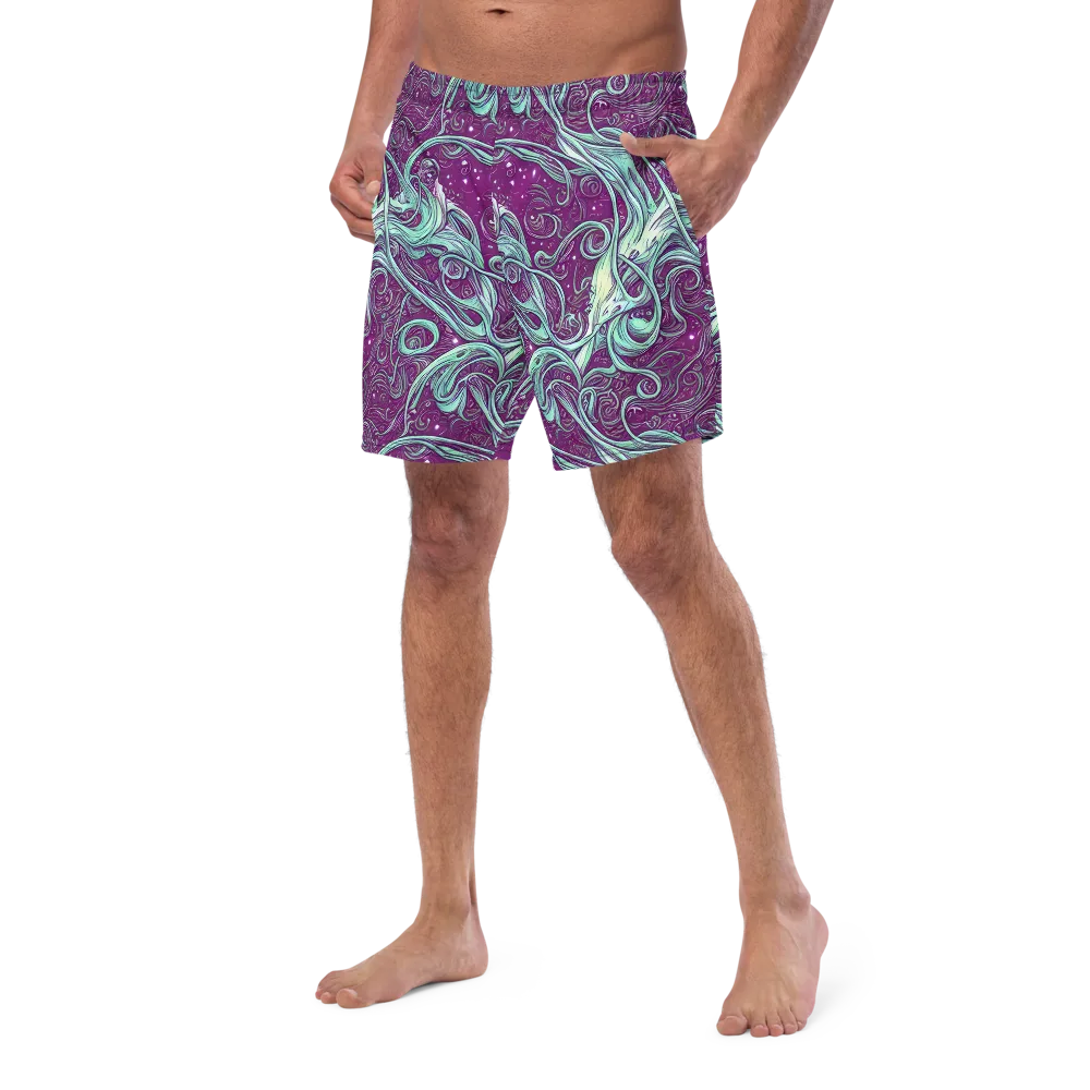 Temple Swirls on Swim Trunks — Left Front