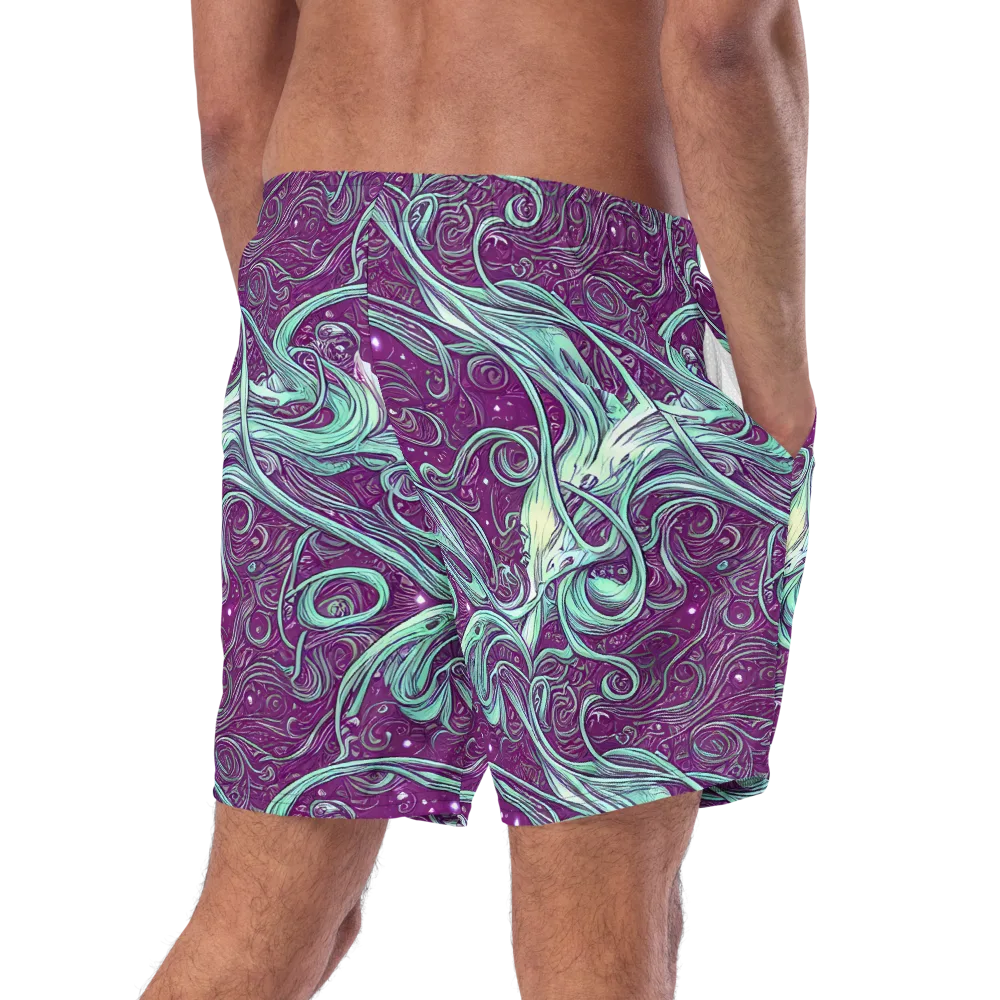 Temple Swirls on Swim Trunks — Right Back
