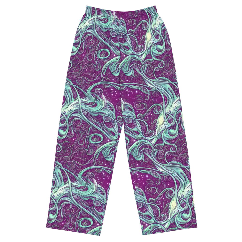 Temple Swirls on Wide-Leg Pants — Front