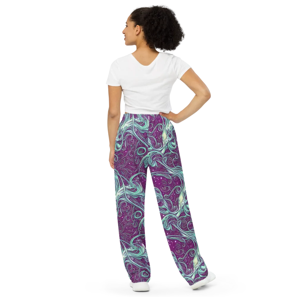 Temple Swirls on Wide-Leg Pants — Back