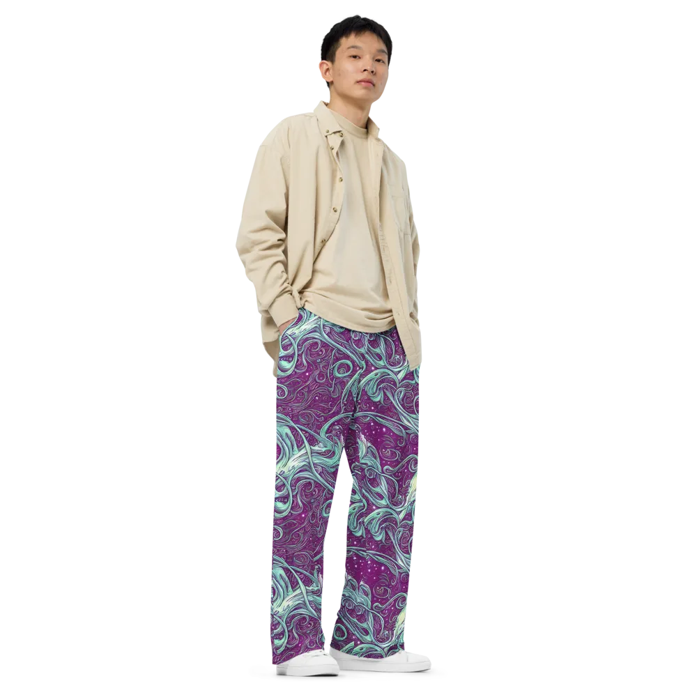 Temple Swirls on Wide-Leg Pants — Right Front
