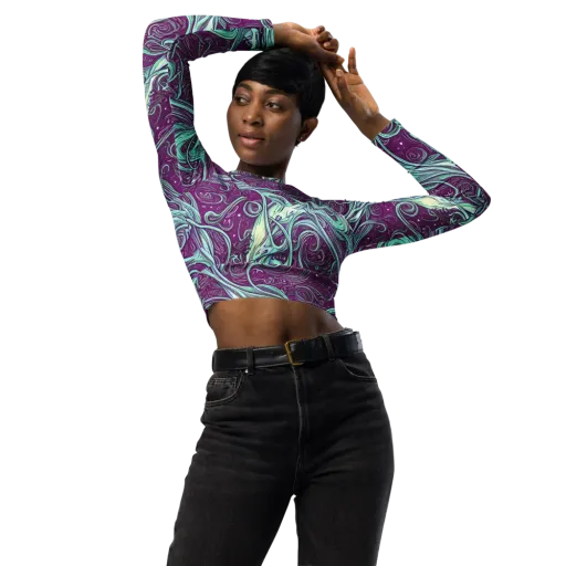 Temple Swirls on a Long Sleeve Crop Top