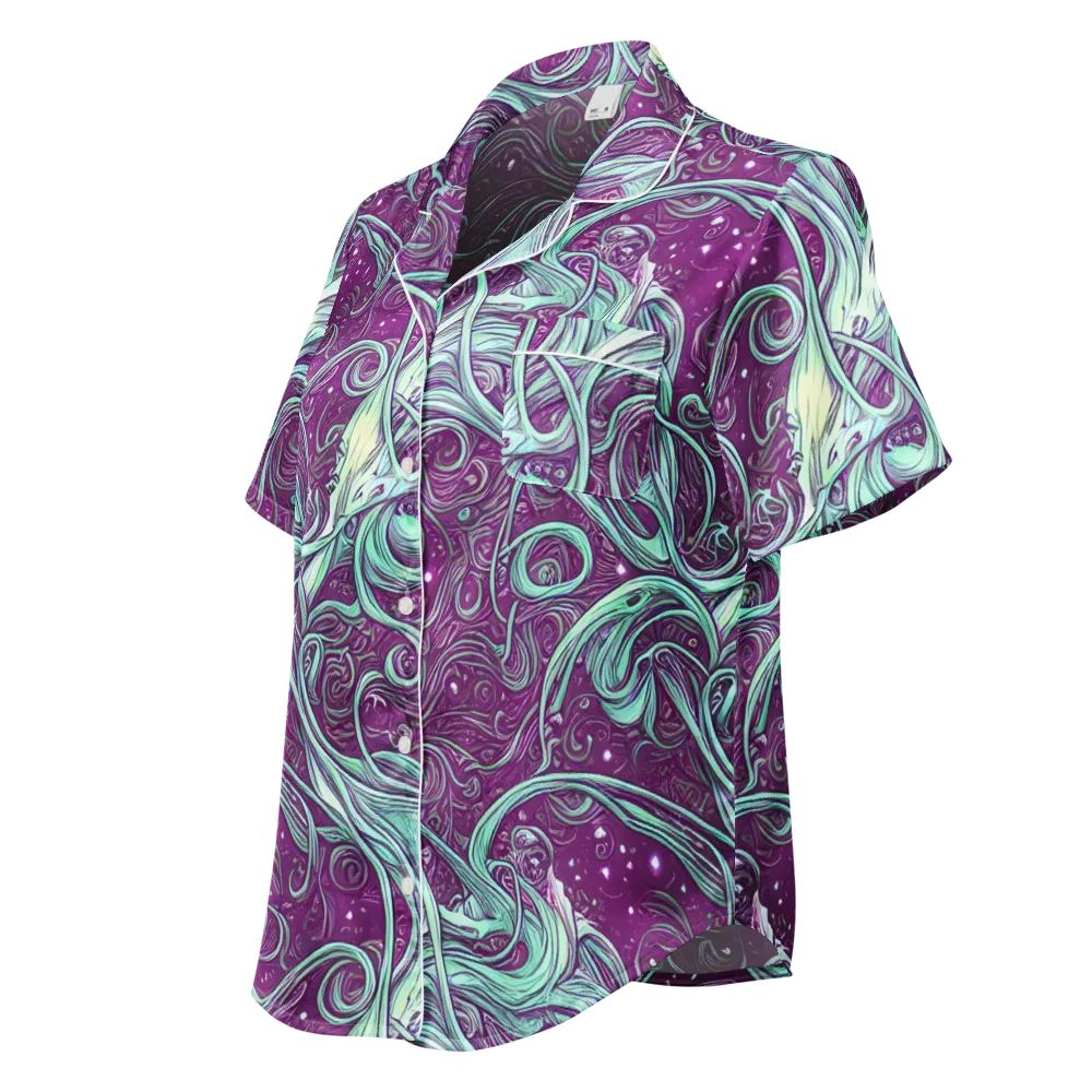 Temple Swirls on Women's Short Sleeve Pajama Top — Left Front