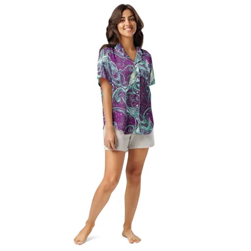 Temple Swirls on a Women's Short Sleeve Pajama Top