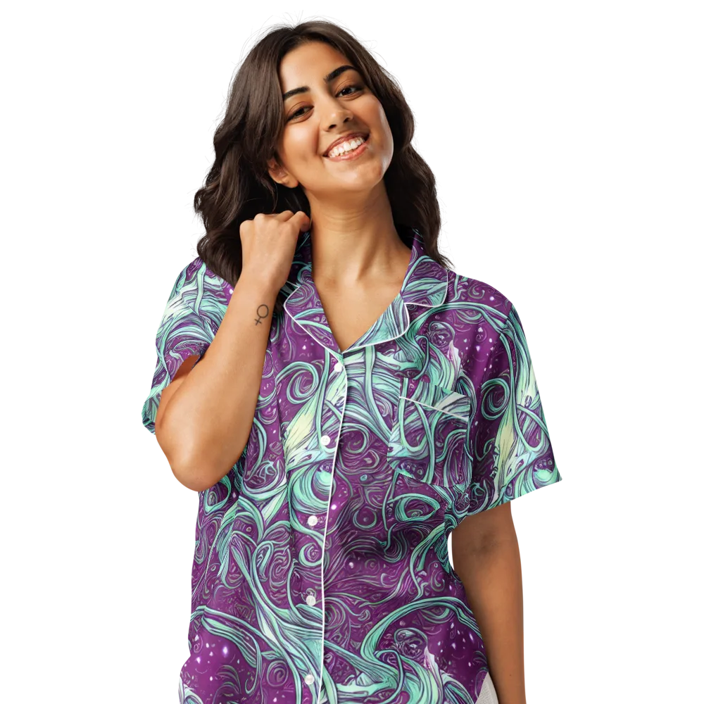 Temple Swirls on Women's Short Sleeve Pajama Top — Front