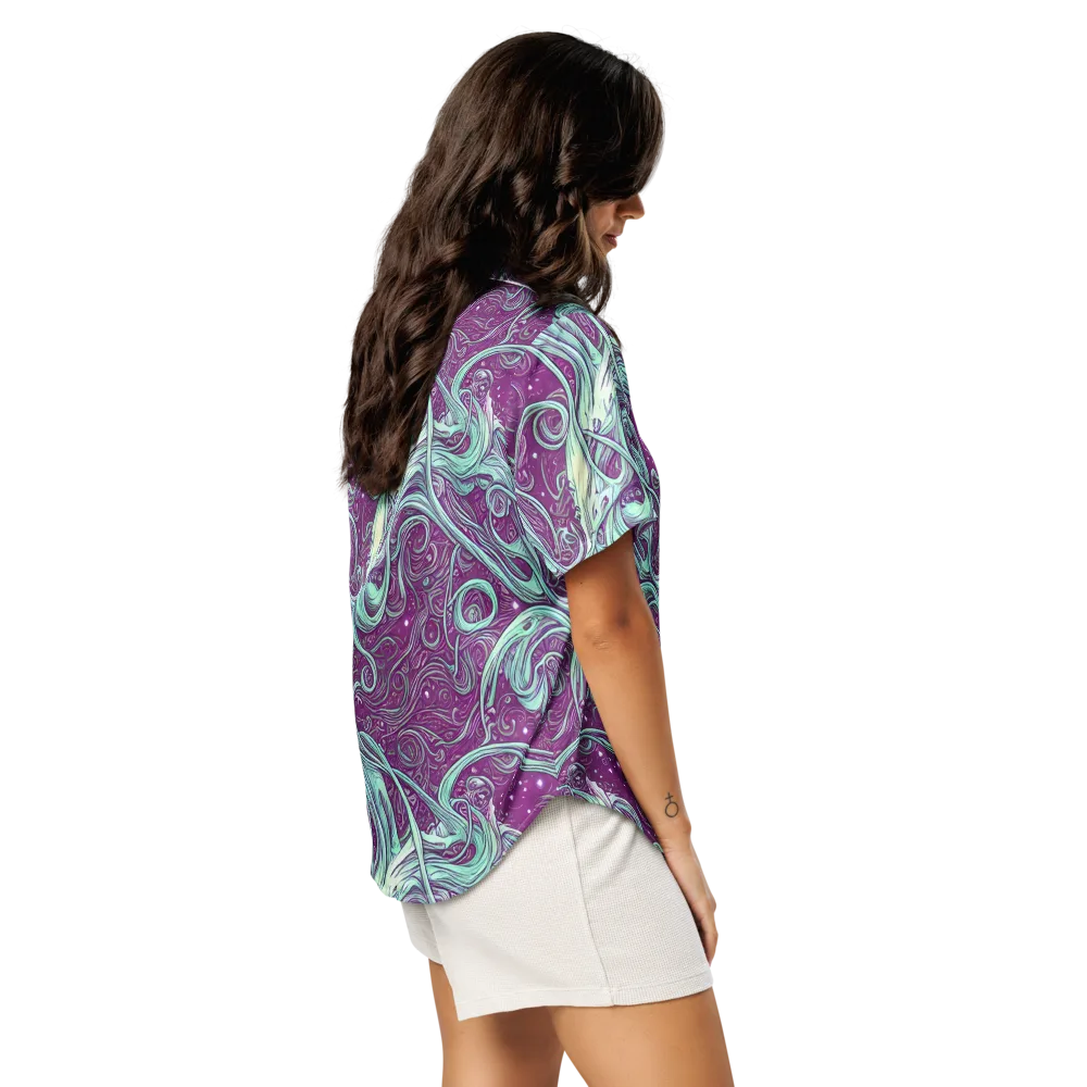 Temple Swirls on Women's Short Sleeve Pajama Top — Right Back