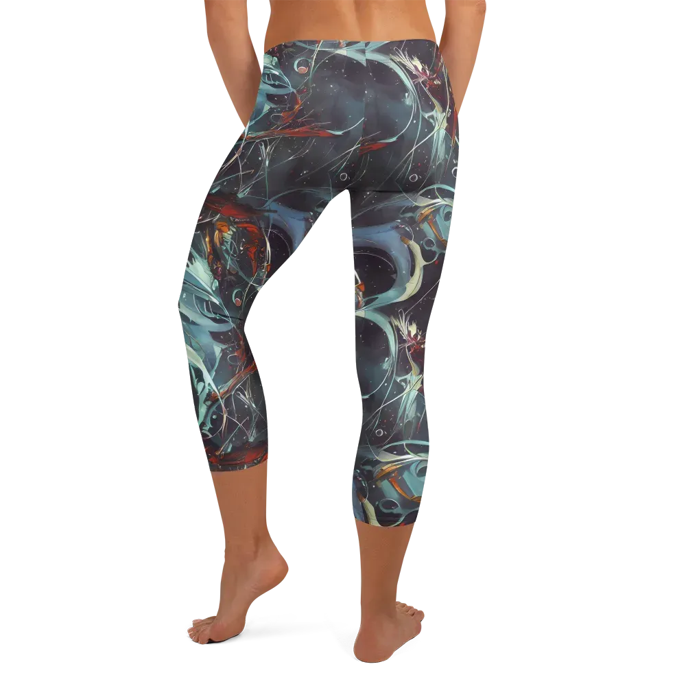 Neo-Splash Labyrinth on Capri Leggings — Back