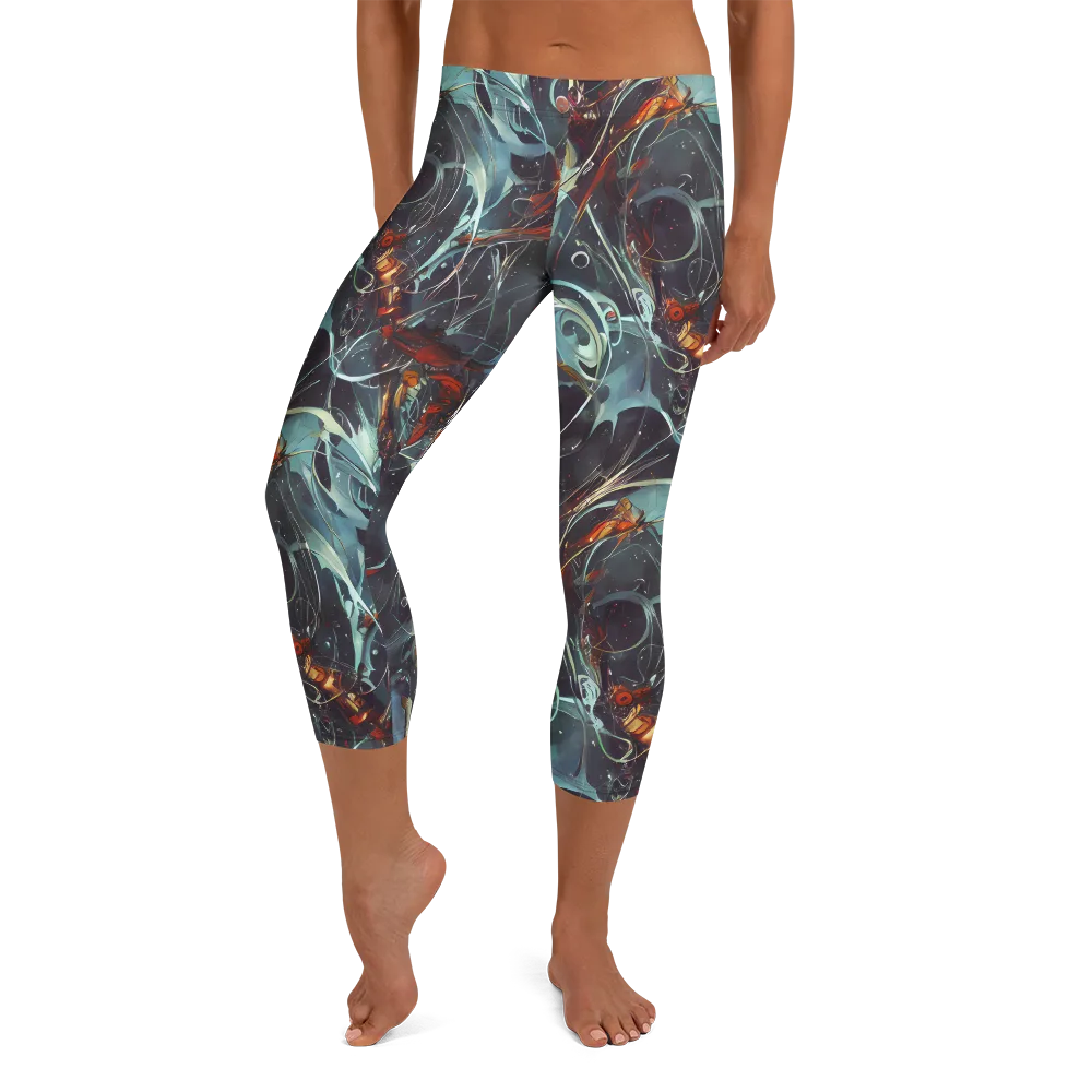 Neo-Splash Labyrinth on Capri Leggings — Front