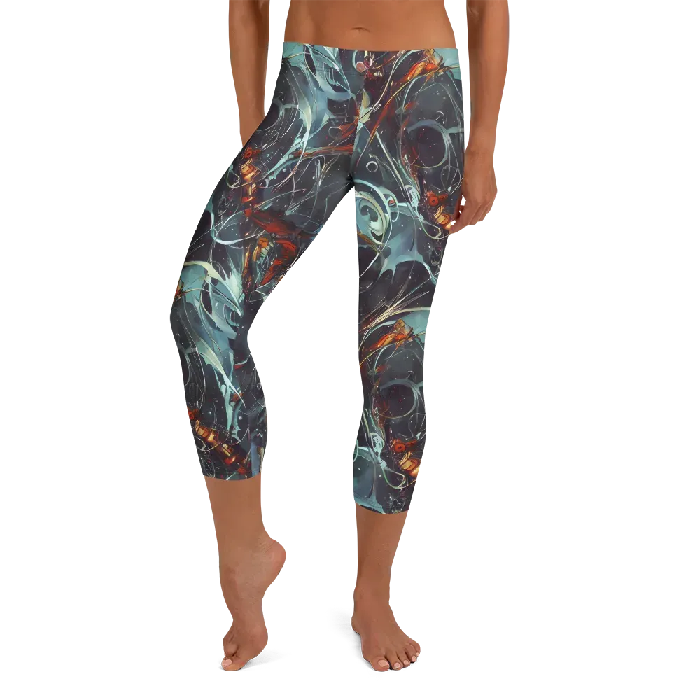 Neo-Splash Labyrinth on Capri Leggings — Front