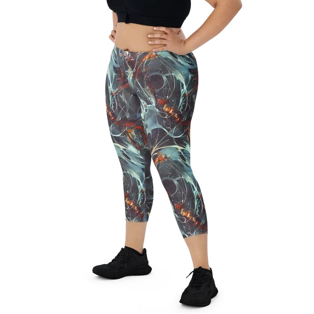 Neo-Splash Labyrinth on Capri Leggings — Front